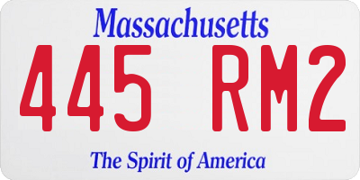 MA license plate 445RM2