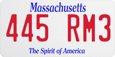 MA license plate 445RM3