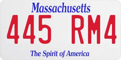 MA license plate 445RM4