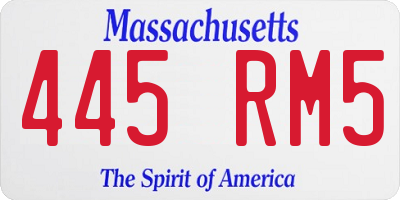 MA license plate 445RM5