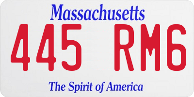 MA license plate 445RM6
