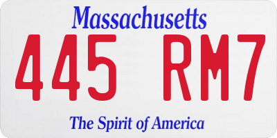 MA license plate 445RM7