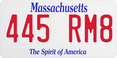 MA license plate 445RM8