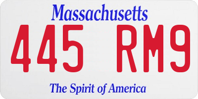 MA license plate 445RM9