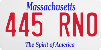 MA license plate 445RN0