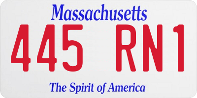 MA license plate 445RN1