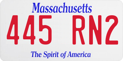 MA license plate 445RN2