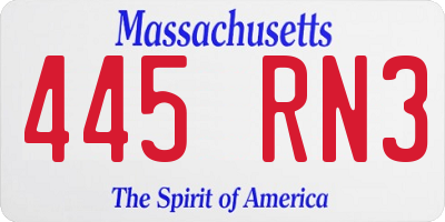 MA license plate 445RN3