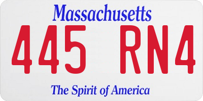 MA license plate 445RN4