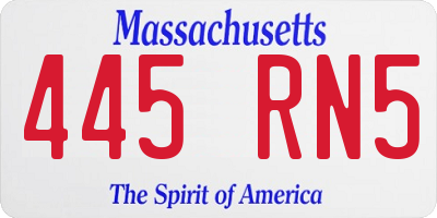 MA license plate 445RN5