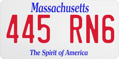MA license plate 445RN6