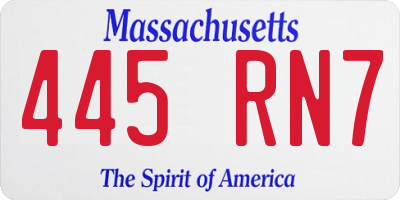 MA license plate 445RN7