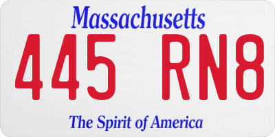 MA license plate 445RN8