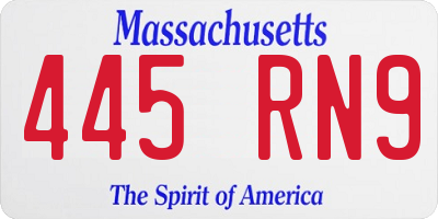 MA license plate 445RN9