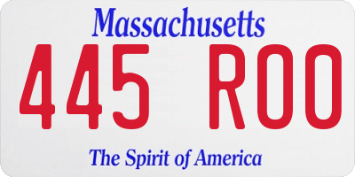 MA license plate 445RO0