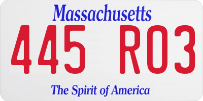 MA license plate 445RO3