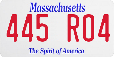 MA license plate 445RO4