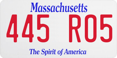MA license plate 445RO5