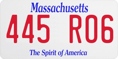 MA license plate 445RO6