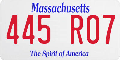 MA license plate 445RO7