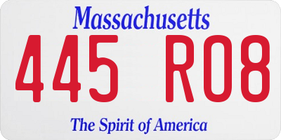 MA license plate 445RO8