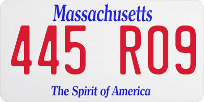 MA license plate 445RO9