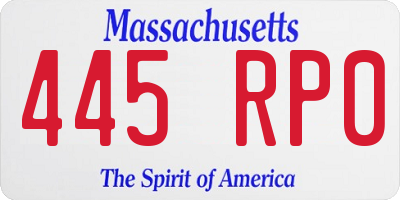 MA license plate 445RP0