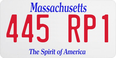 MA license plate 445RP1