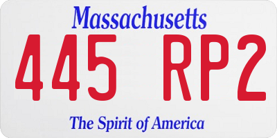 MA license plate 445RP2