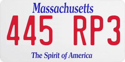 MA license plate 445RP3