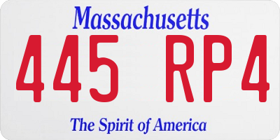 MA license plate 445RP4