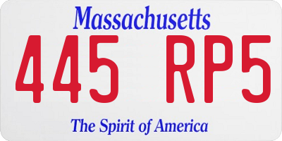 MA license plate 445RP5