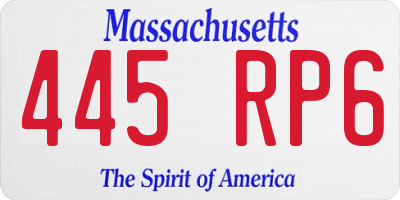 MA license plate 445RP6