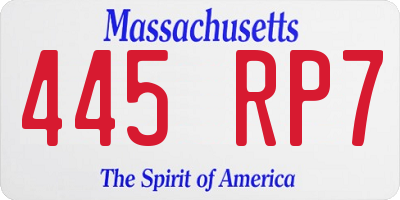 MA license plate 445RP7