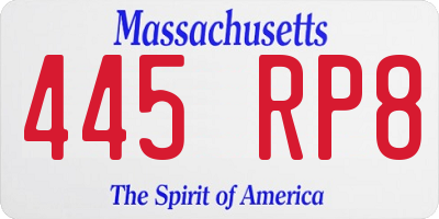 MA license plate 445RP8