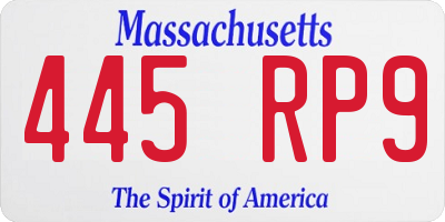 MA license plate 445RP9
