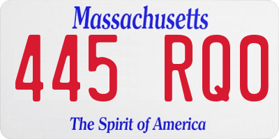 MA license plate 445RQ0