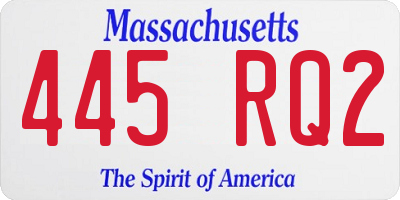 MA license plate 445RQ2