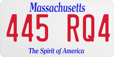 MA license plate 445RQ4