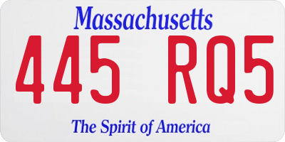 MA license plate 445RQ5