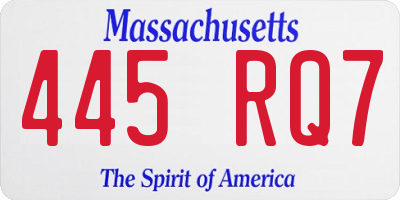 MA license plate 445RQ7