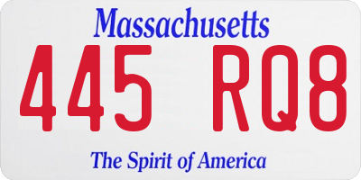 MA license plate 445RQ8