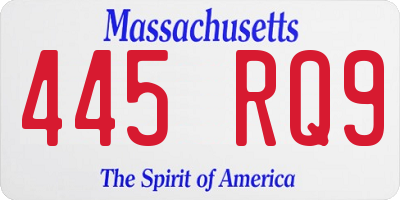 MA license plate 445RQ9