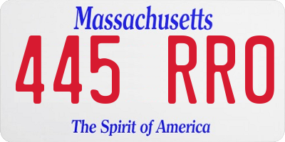 MA license plate 445RR0