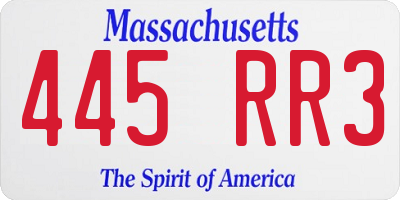 MA license plate 445RR3