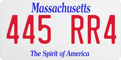 MA license plate 445RR4