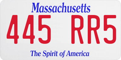 MA license plate 445RR5