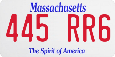 MA license plate 445RR6