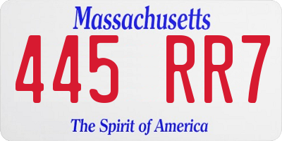 MA license plate 445RR7
