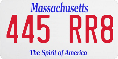 MA license plate 445RR8